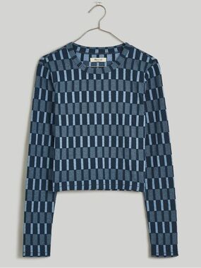 Madewell Fine Ribbed Supercrop Crewneck Long Sleeve Tee